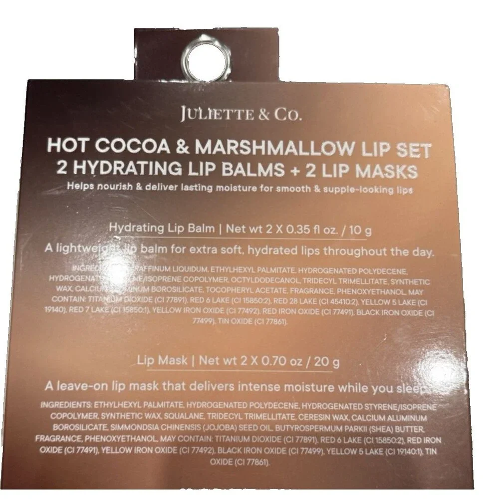Juliette & Co Hot Cocoa & Marshmallow Lip Set 4 Pc  New